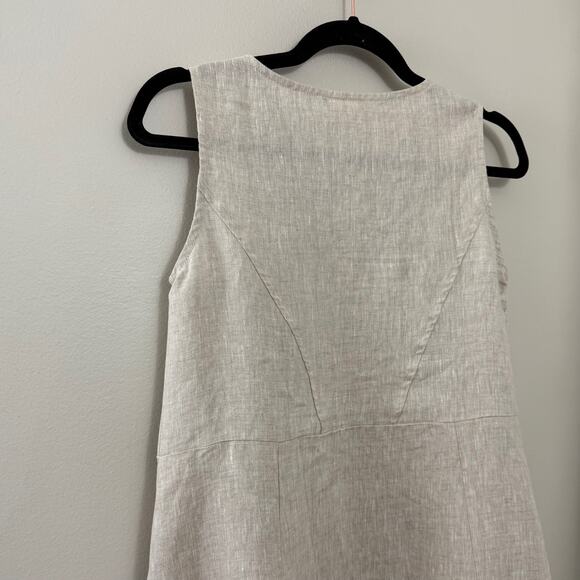 NWT Lintco Minimalist Capsule Lagenlook 100% Linen Beige Swing Tank Dress S/M - Picture 9 of 16